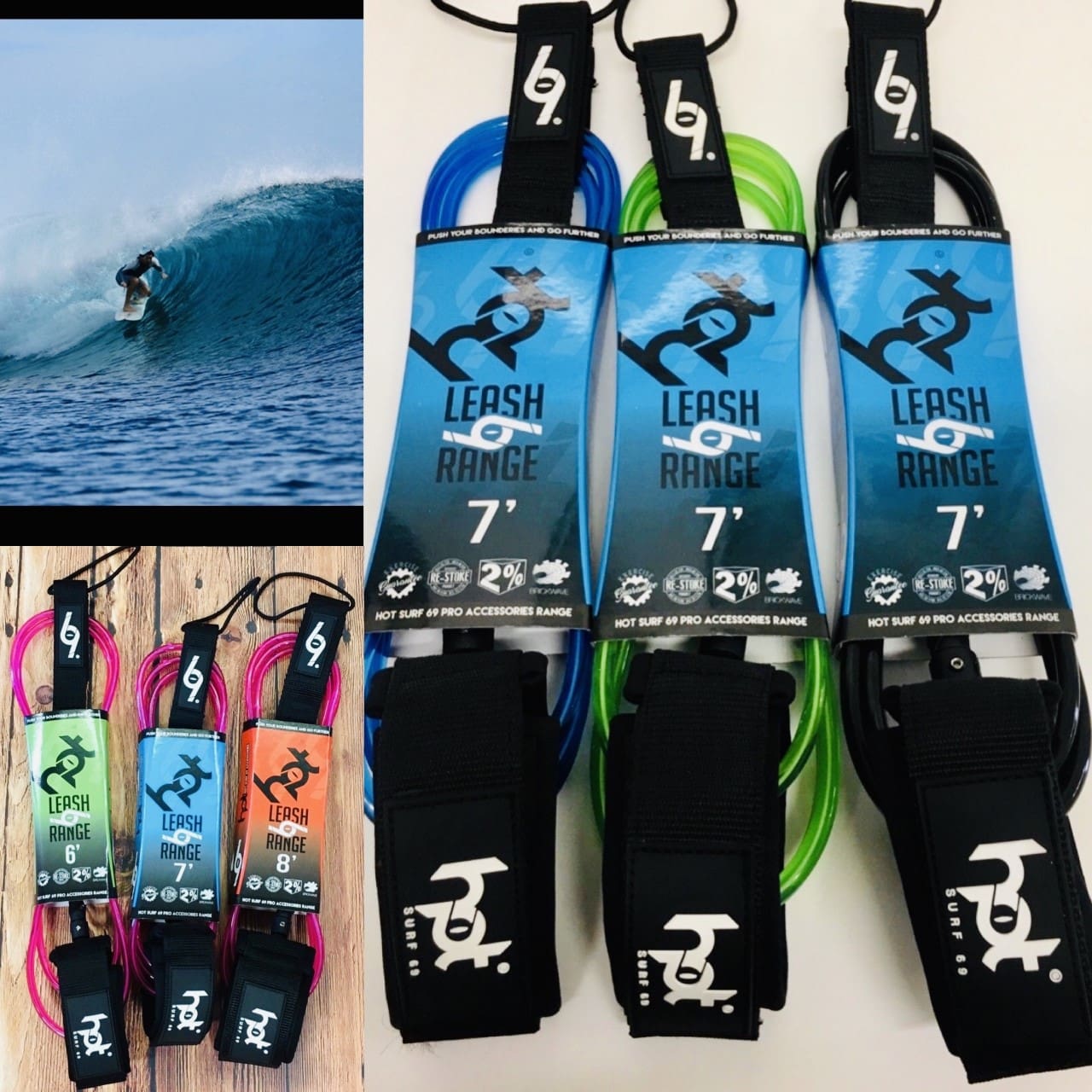6"0 ft Hot Surf 69 Surfboard Leash 6mm Pro Surfboard Leash Hot Surf 69