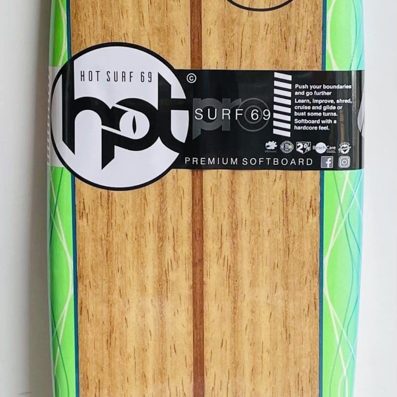 Hot Surf 69 7″0 ft Soft board Beginners Surfboard Foam lnc Leash fins wax Colour wood 